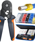 Pro Grade Ferrule Crimping Tool Kit With 1900 Wire Connectors, Self Adjusting Ratchet Crimper For AWG 23 To 10, case included