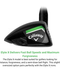 Elyte X Hybrid With Adjustable Heel Toe Weights For Custom Shot Shape, 13g Tungsten And 3g Aluminum Weights Swap For Neutral Or Draw Ball Flight, Optifit 4 Hosel, 5 Hybrid Right Hand Denali 60g Regular golf club head with brand logo and design