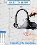 Two Pack Solar Barn Lights With Motion Sensor And 3 Lighting Modes easy mount example with dimensions and screw kit.