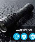 Beast Mode 2000 Lumen Scuba Diving Flashlight With XM-L2 LED on wet surface, showing waterproof feature, perfect for underwater use.