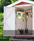 Open shed with tools using LoRa Smart Outdoor Door Sensor And Hub Starter Kit For Home Security With Gate And Shed Monitoring.
