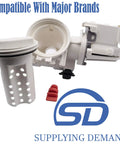 Front Load Washer Drain Pump Filter Assembly Replacement 120V 60Hz 0.70W Model Specific Fitment For Select Units Not Universal