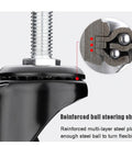 Pro Level 4 Pack Trolley Swivel Caster Wheels With Silent Rubber Brakes And Cushioned Treads - close-up of reinforced ball steering shaft.