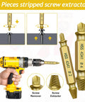 Damaged Screw Extractor Set For Stripped Screws And Bolts Gold Tone Drill Bit Tools For Easy Removal High Speed Steel Construction