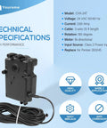 Yoursme CVA-24T valve actuator, black plastic housing with 25 ft 3-wire cable, front view