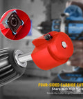 Close-up of Aluminum 1 Inch Head PVC Fitting Saver and Pipe Reamer with 0.236 Inch Hex Shaft, showing four-sided carbide cutter.