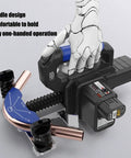 Knock Out Those Bends Hassle Free With This Wireless Lithium Battery Pipe Bender showcasing comfortable grip handle and copper tubing.