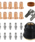 Premium 23 Pc Plasma Cutter Torch Consumables Kit For Cut55 Non-Hf And Cut60 With 0.040 Inch Electrode copper nozzles and connectors