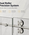 Professional Grade Heavy Duty Frameless Sliding Shower Door 56 To 60 Inches Wide At 80 Inches Tall with dual roller precision system.