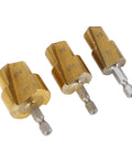 Awesome 3 Pc Ppr Pipe Deburrer Bit Set With Steel Step Drill Kit For Expanding Pvrc Fitting Holes Up To 19Mm 24Mm And 31Mm Hex Shank, three bits