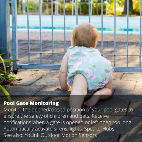 Child near a gate with LoRa Smart Outdoor Door Sensor And Hub Starter Kit for Home Security with Gate and Shed Monitoring.