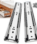 No Hassle Heavy Duty Drawer Slides Full Extension Side Mount One Fifty Pound Capacity Metal Dresser Rails close-up view.