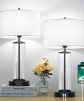 Touch Control Bedside Lamps With 2 USB Ports 3 Way Dimmable LED Table Lamps Set Of 2 For Living Room Or Nightstand White Shade