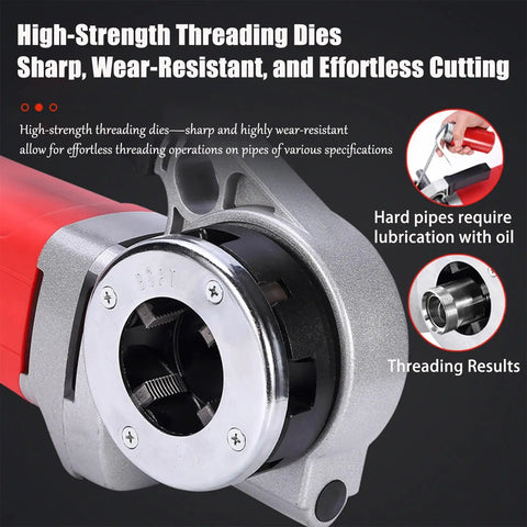 Heavy Duty Portable Electric Pipe Threading Machine With Six Premium Carbon Steel Dies detailed view of high-strength threading die with metal finish.