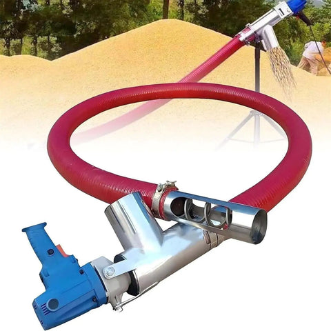 Powerful 2000W Industrial Screw Conveyor With 1.5m Hose Electric Auger shown transferring grains