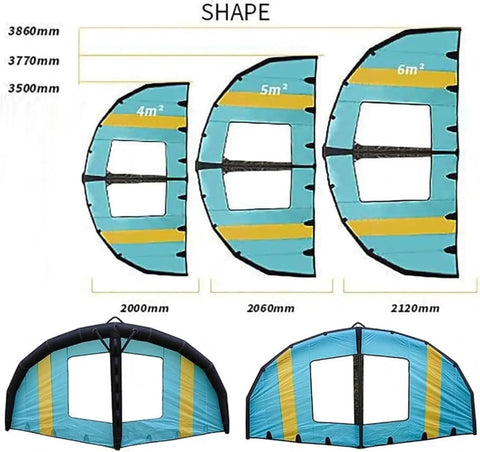 Portable Windsurfing Inflatable Wing Handheld Wing Foil Kite Surfing Inflatable Wing With Window Wingsurfer Kite 4 Square Meters
