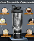 24 Ounce USB Rechargeable Protein Shaker Bottle With BPA Free Tritan Cup For Protein Shakes And Smoothies Ideal For Gym Travel And Meal Prep Durable Portable Blender Cup For On The Go, showing blending action.