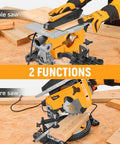 Eight and a Quarter Inch Two In One Compound Miter Saw and Table Saw for Wood and Metal, 10 Amp Dual-Function Power Tool