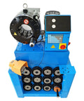 Heavy Duty Electric Vertical Hose Crimper With 13 Tough As Nails Dies And Effortless Foot Pedal Control 480V High Pressure Hydraulic Pipe Press Shrinking Machine For Tradesmen - top view showing dies.
