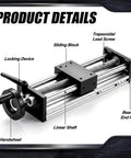 200mm Travel Manual Linear Stage With Locking Handwheel For Do It Yourself CNC And Laser Modules Precision Pro Grade Trapezoidal Lead Screw Industrial Linear Bearings And Rails For Accurate Motion Control, aluminum stage