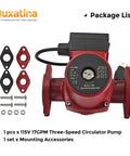 Heavy Duty 115V Three Speed Circulator Pump Replacement For Commercial Heating Featuring 17 GPM Flow rated, includes mounting accessories.