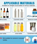 Applicable materials for No Sweat Semi Automatic Round Bottle Labeler High Speed Applicator showing various round bottle types.