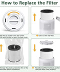 How to replace Three In One HEPA Air Purifier Replacement Filter for B D02L and B D02U models with step-by-step instructions.