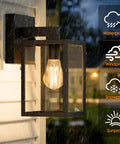 Bulletproof Black Outdoor Wall Light Fixtures Weather Resistant Porch Sconces tough exterior lamp illuminated in rain