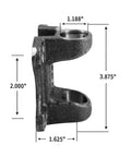 Driveshaft Flange Yoke 3 2 1579 Cap 1.188 In Width 3.625 In 1350 Series U Joint 4 Bolt Holes Bolt Circle 4.25 In Bearing Cap Diameter 1.188 In Durable. side view with 1.188 in cap and 2.000 in pilot