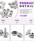 62Pcs Canvas Snap Kit for Marine Canvas Upholstery and Boat Covers, Stainless Steel Pro Grade Marine Fasteners displayed.