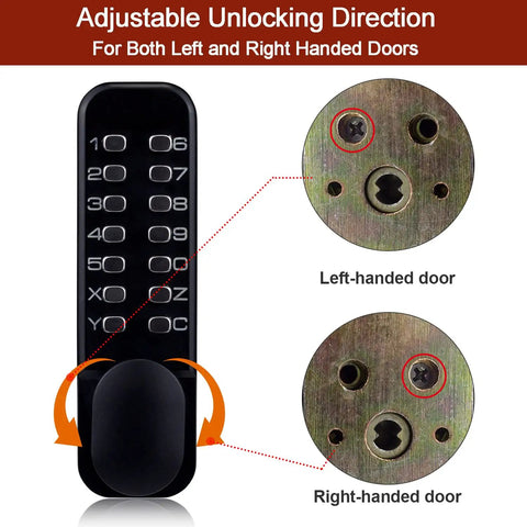 Keyless Entry Door Lock With Keypad Black No Battery Needed 100 Percent Mechanical Battery Free Password Protected Entry