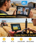 Built Like A Tank Rugged Tablet With Integrated Barcode Scanner 10.1 Inch Windows 11 Pro in use during outdoor farm work.