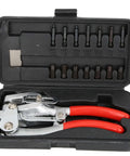 Hand Held Power Punch Kit With Stainless Steel Hole Punch Pliers And 16 Piece Tool Set in black case