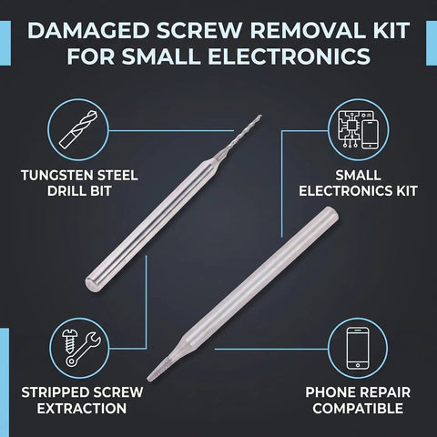 Heavy Duty Stripped Screw Extractor Kit With Precision 1.3Mm Tungsten Steel Drill Bits includes tungsten steel bits for electronics.
