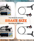 Bucklos MTB hydraulic disc brake set; front left & rear right, aluminum levers, 800mm front hose, 1450mm rear hose