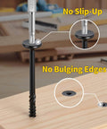 Close-up of Structural Wood Screws 14 x 2 7 8 In, 55 Pcs Set with flat countersunk head and Torx T30 drive, installed in wood.