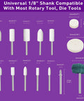 One Twenty Piece Polishing Kit For Power Rotary Tools showing various 1/8 inch shank polishing bits and wheels.