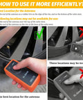 Universal Tpms Tire Pressure Sensor Reset Tool With Rugged Abs Body and Contoured Non Slip Grip shown being used on a tire valve stem.