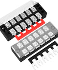 Heavy Duty Dual Row Six Position Screw Terminal Block Kit with Cover and Pre Insulated Jumpers 35A 600V Rating visible