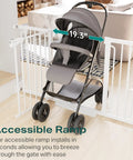 Stroller passing through Extra Wide Baby Gate For Stairs And Doorways 57 Inch Extended White Walk Through Safety Gate.