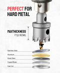 Ultimate Carbide Hole Saw Drill Set For Hard Metal And Stainless Steel With Multi Tooth Core Cutter Kit To Smash Through Tough Jobs Effortlessly In Your Garage Or Job Site For Serious Pros. carbide hole saw cutting 1" max thickness, 2.5 cm