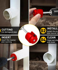 Steps using Aluminum 1 Inch Head PVC Fitting Saver And Pipe Reamer With 0.236 Inch Hex Shaft for pipe cutting and reaming