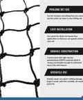 Close-up of batting cage net patch showcasing durable HDPE material, part of Batting Cage Net Patch Up Kit For Baseball And Softball Quick Hole Fix With Patches And Tools To Fix Holes In A 2 By 2 Foot Net Easy To Patch And Repair On The Field For Long Lasting Net.