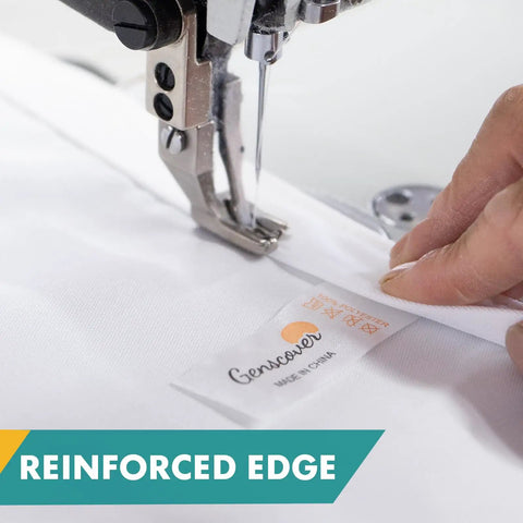 Close-up of sewing the reinforced edge on a 8x10 Ft Waterproof Sun Shade Sail Rectangle Canopy for Patio