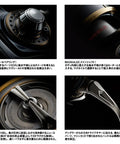 Close-up details of Exist 2003C Spinning Reel showcasing design features for freshwater and light saltwater angling durability.