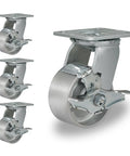 Rugged 4X2 Caster Wheels With Rollers, Heavy Duty Industrial Casters featuring Semi Steel Wheels and Cast Iron Core for maximum durability.
