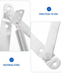 Close-up of heavy-duty hot rolled steel triangular spring hinge for sofa bed and cabinet doors, showing practical use and material.