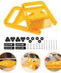 Built Tough As Nails Featherboard Set For Table Saws And Router Tables With Snap Fit T Slot Mount showing yellow featherboards and mounting hardware.