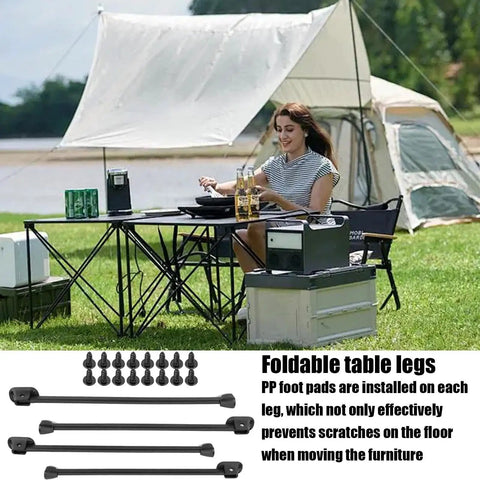 Heavy Duty Metal Table Legs For Dining Tables And Desks 4 Pack Folding Anti Scratch Rustproof Support in outdoor camping setup