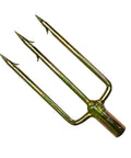 Pro Grade Three-Prong Spearfishing Harpoon Tip 8mm Stainless Steel With Chrome Gold Barbed Fork Finish, 5x2 Inch Threaded Point